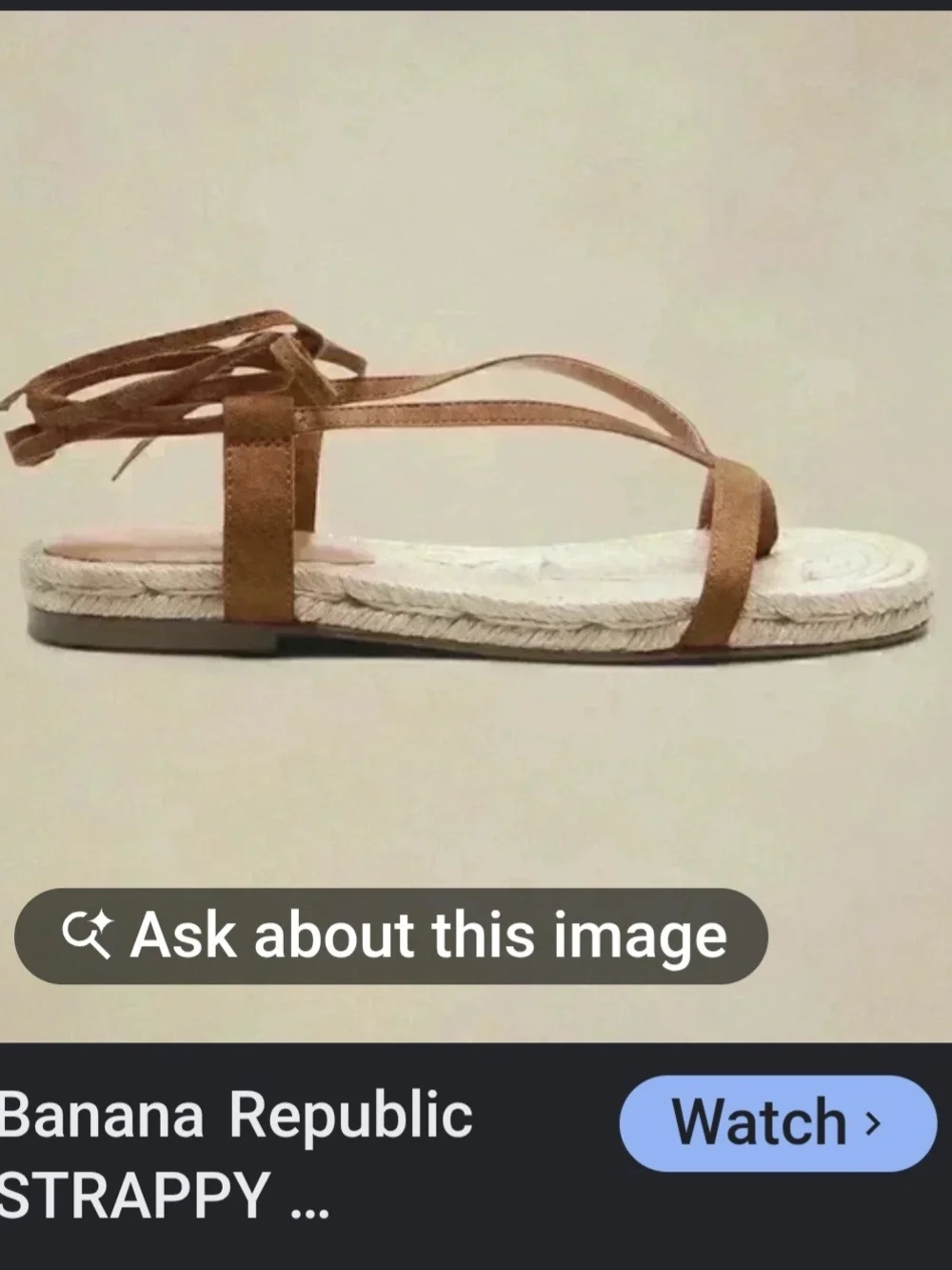Banana Republic Factory Strappy Lace-Up Espadrille Sandals Cognac - 7.5
